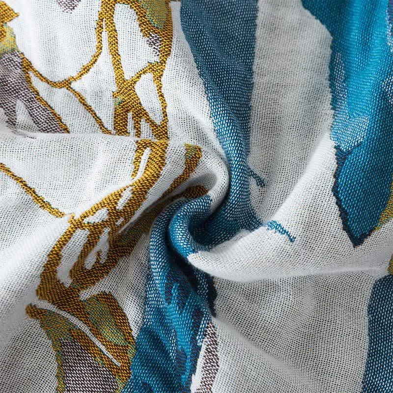 Bequeme Sofadecke aus Baumwollgaze-Jacquard mit Pfauenmotiv