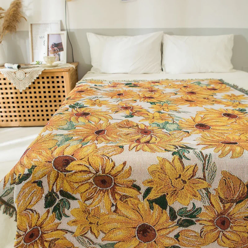 Ländlicher Wandteppich mit Sonnenblumenquaste
