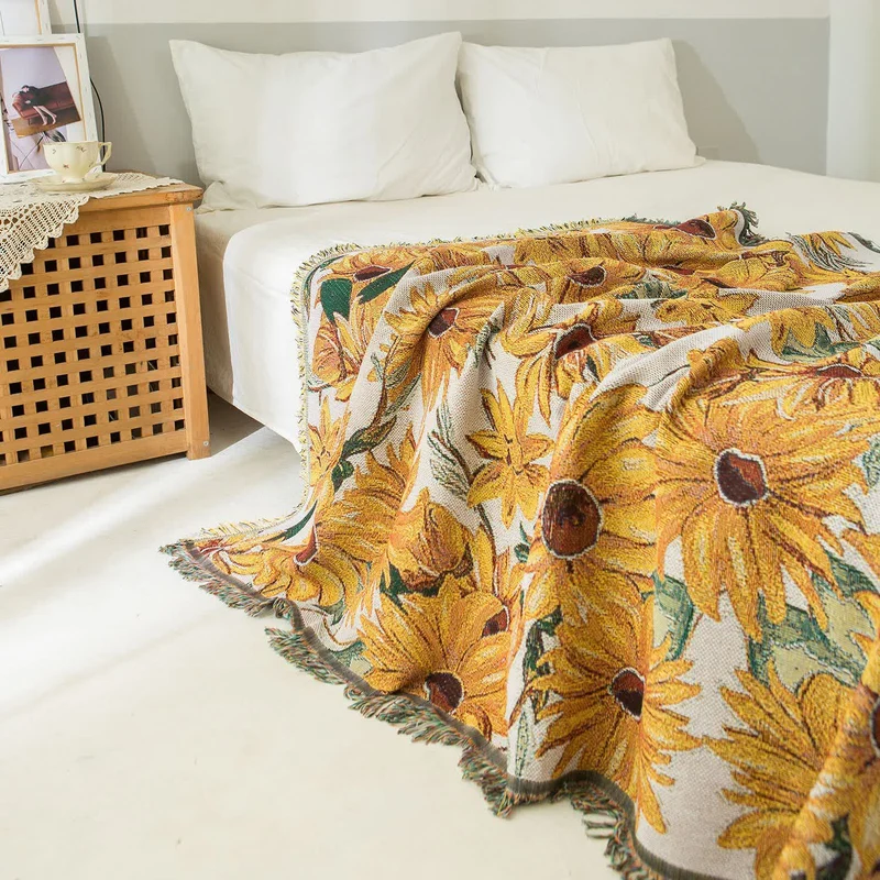 Ländlicher Wandteppich mit Sonnenblumenquaste