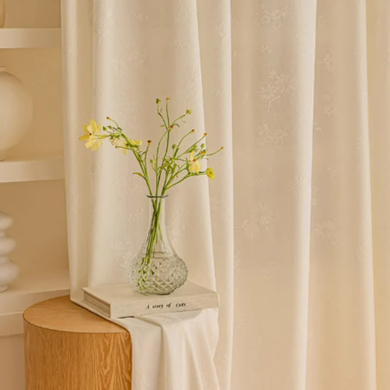 Transparenter Vorhang aus französischem Jacquard mit Blumenmuster