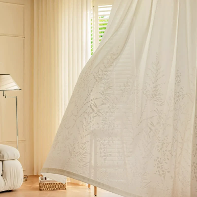 Transparenter Vorhang aus französischem Jacquard mit Blumenmuster