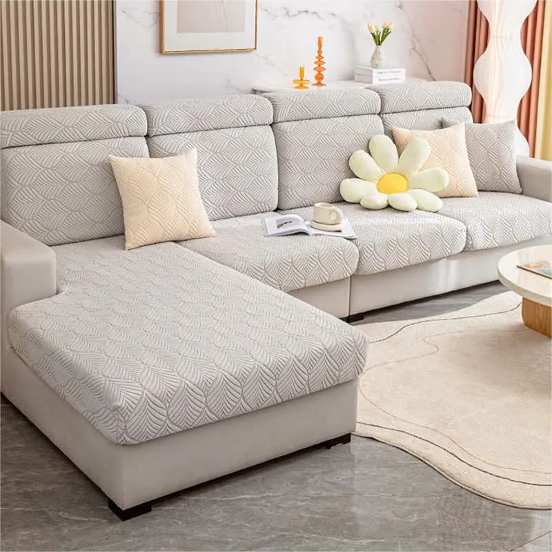 Einfarbiger Jacquard-Sofabezug mit Blattstruktur