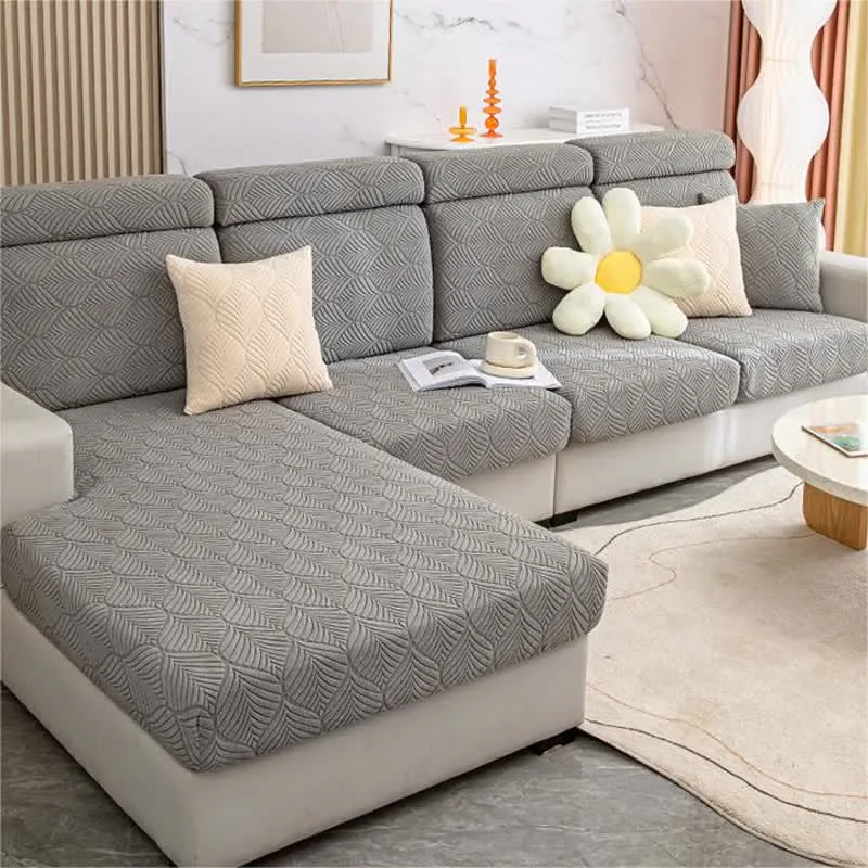 Einfarbiger Jacquard-Sofabezug mit Blattstruktur