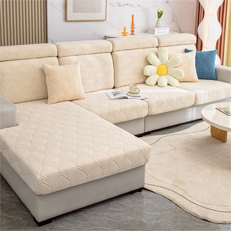 Einfarbiger Jacquard-Sofabezug mit Blattstruktur