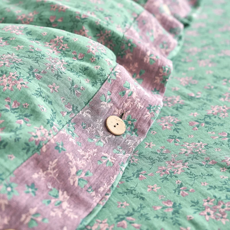 Refresh Bettwäsche-Set aus Baumwollgaze mit Blumenmuster und Knöpfen (4-teilig)