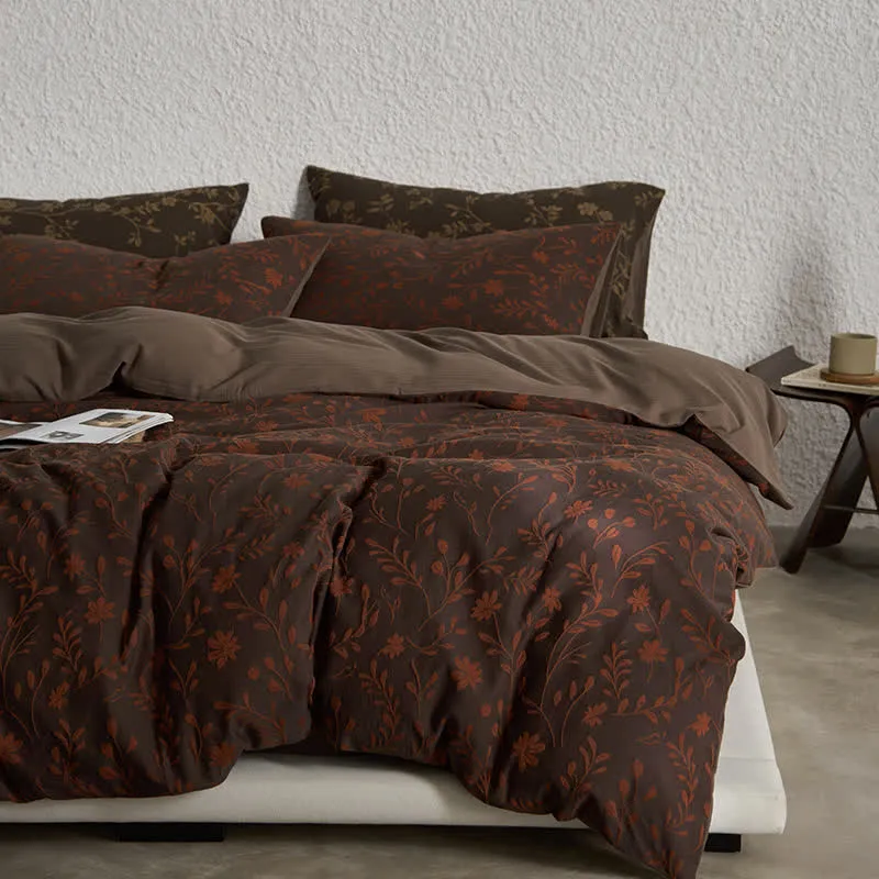 Bettbezug-Set aus Baumwollgaze mit Blumenmuster (4-teilig)