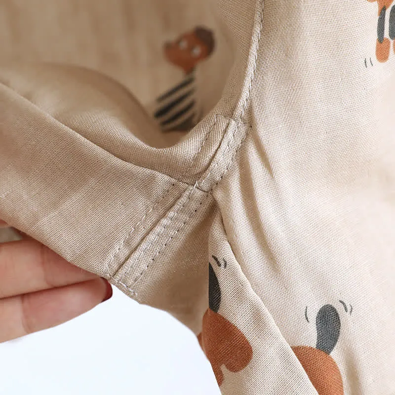 Süßes Kurzarm-Pyjama-Set mit Dackel-Paar