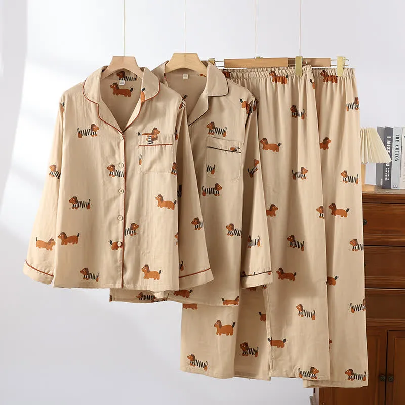 Niedliches Hunde-Pyjama-Set aus reiner Baumwolle