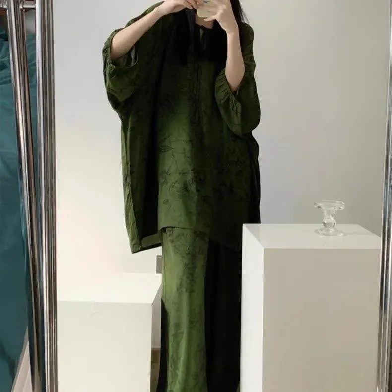 Retro Plus Size Nachtwäsche-Set mit weichem Blumenmuster