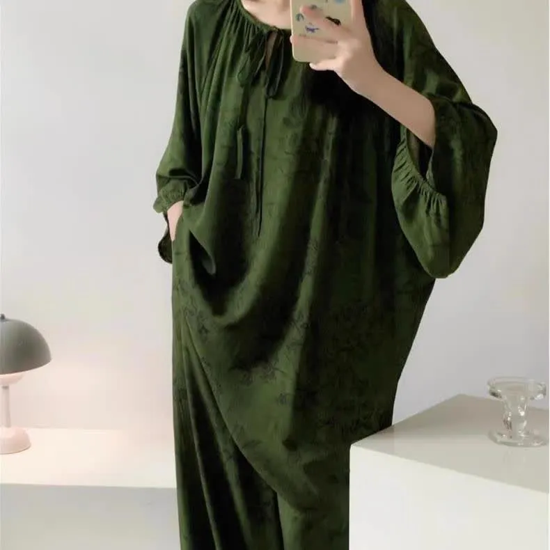 Retro Plus Size Nachtwäsche-Set mit weichem Blumenmuster
