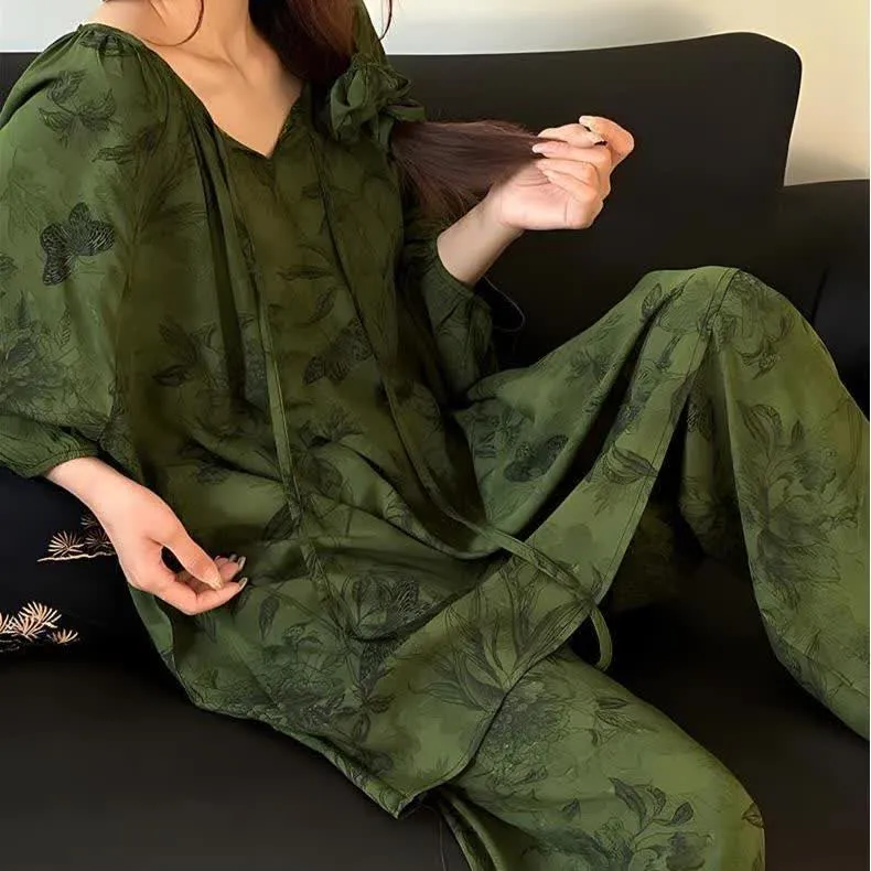 Retro Plus Size Nachtwäsche-Set mit weichem Blumenmuster