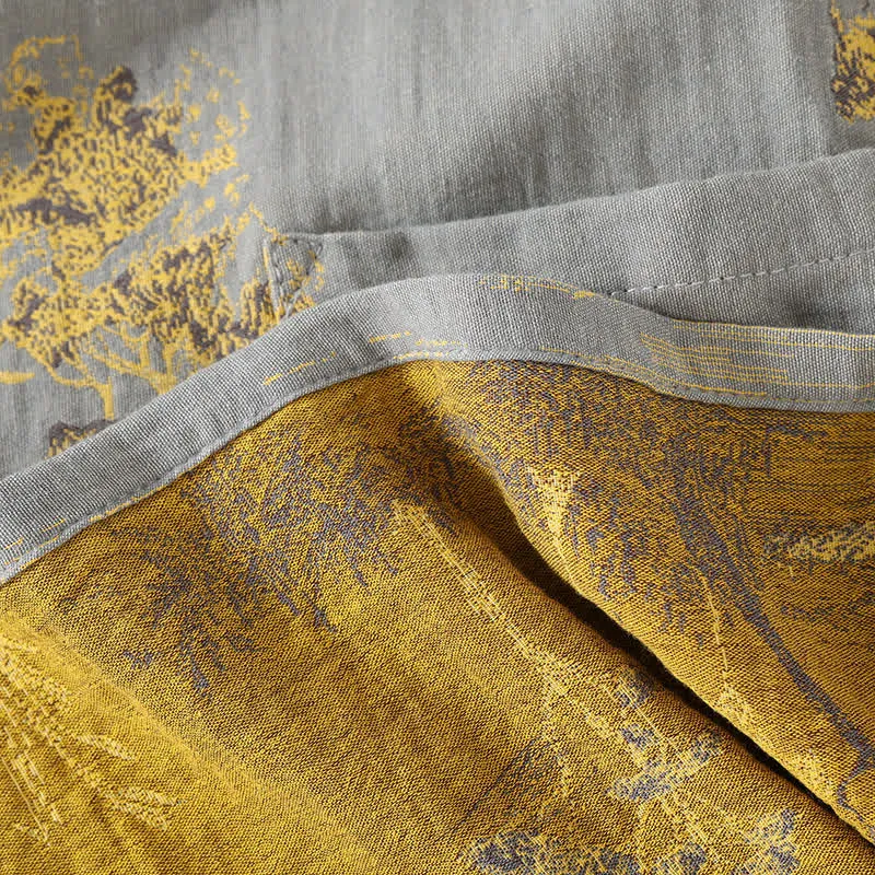 Neutrales Kimono-Pyjama-Set aus Baumwolle mit Landschaftsmotiv