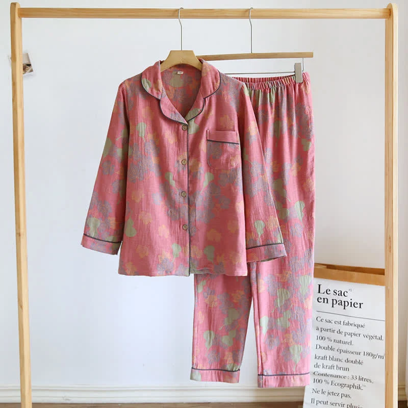 Gourd Cotton Langarm-Pyjama-Set