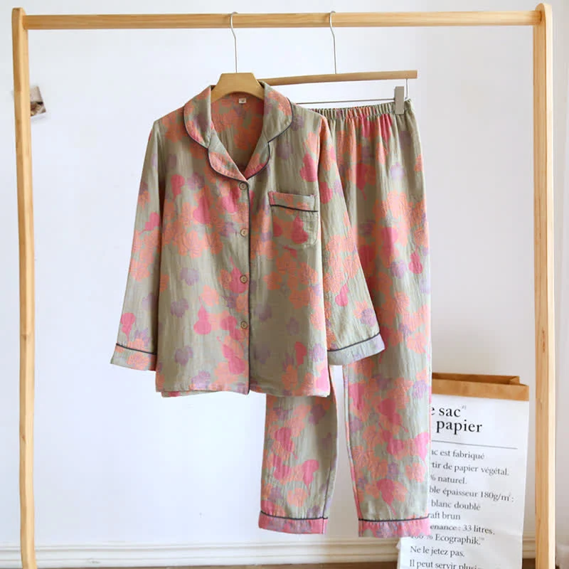 Gourd Cotton Langarm-Pyjama-Set