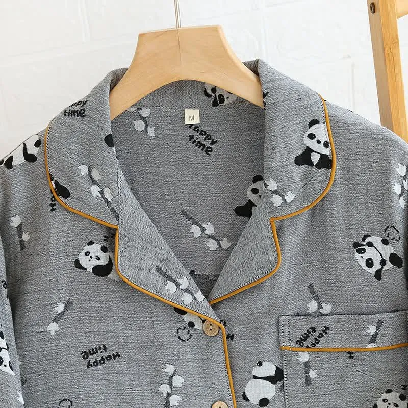 Süßes Pyjama-Set aus Baumwolle mit Panda-Motiv