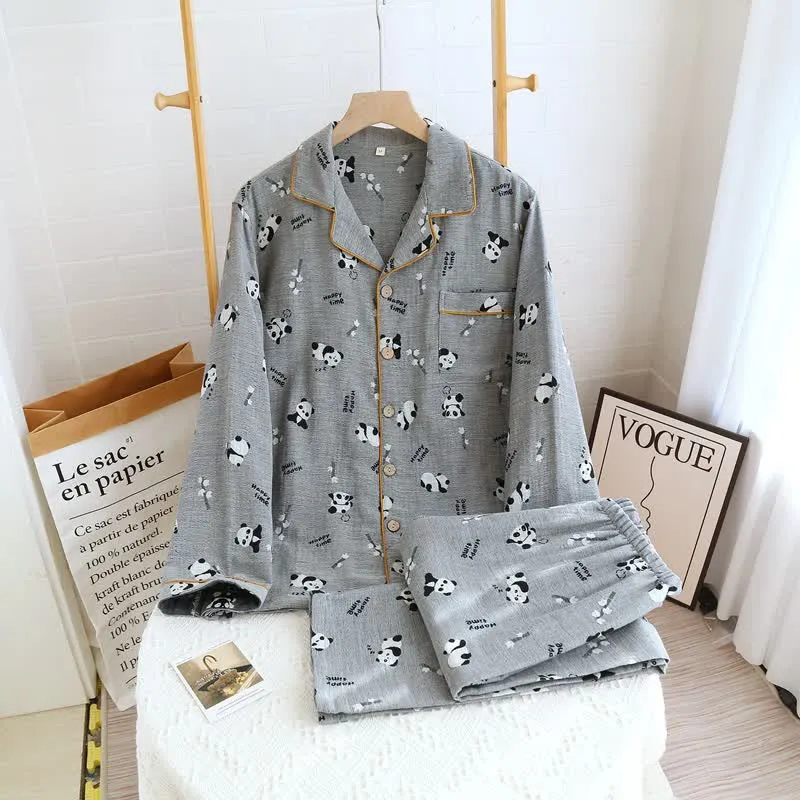 Süßes Pyjama-Set aus Baumwolle mit Panda-Motiv