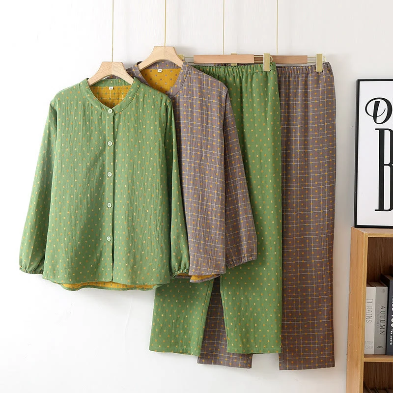 Pyjama-Set aus weichem Baumwollgaze mit Knopfleiste