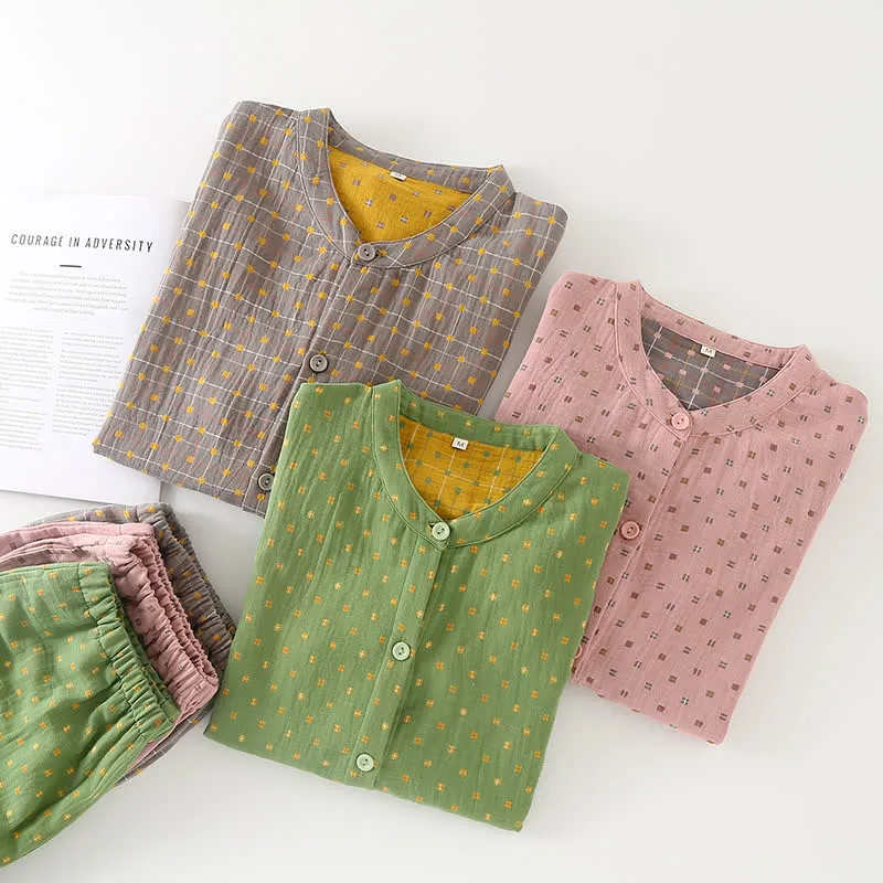 Pyjama-Set aus weichem Baumwollgaze mit Knopfleiste