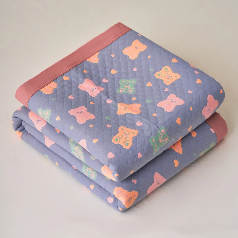 Sofadecke aus Baumwollgaze mit Jacquard-Bär