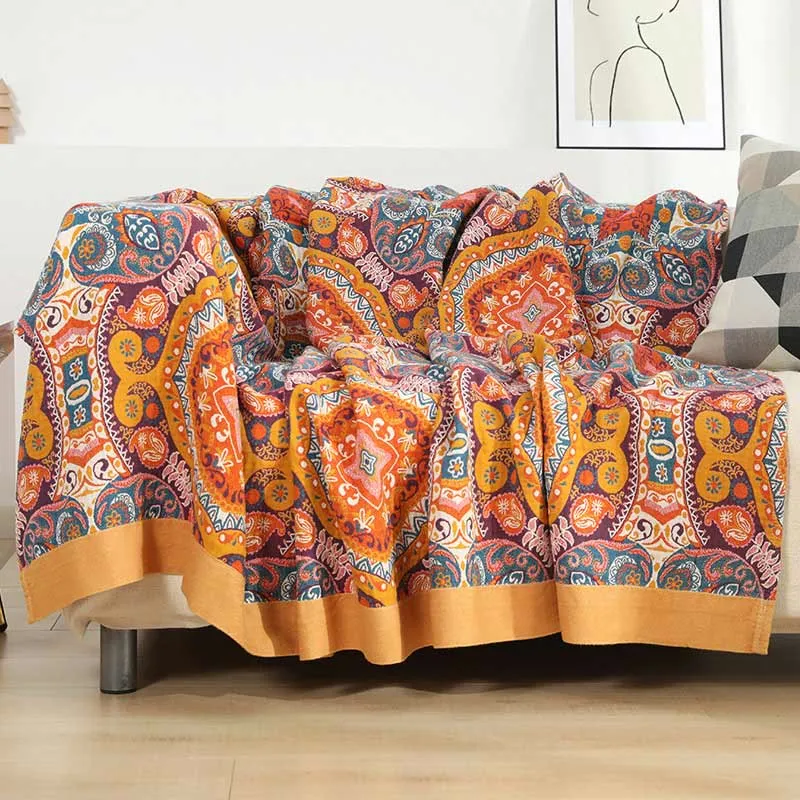Boho-Sofadecke aus Baumwolle in Orange