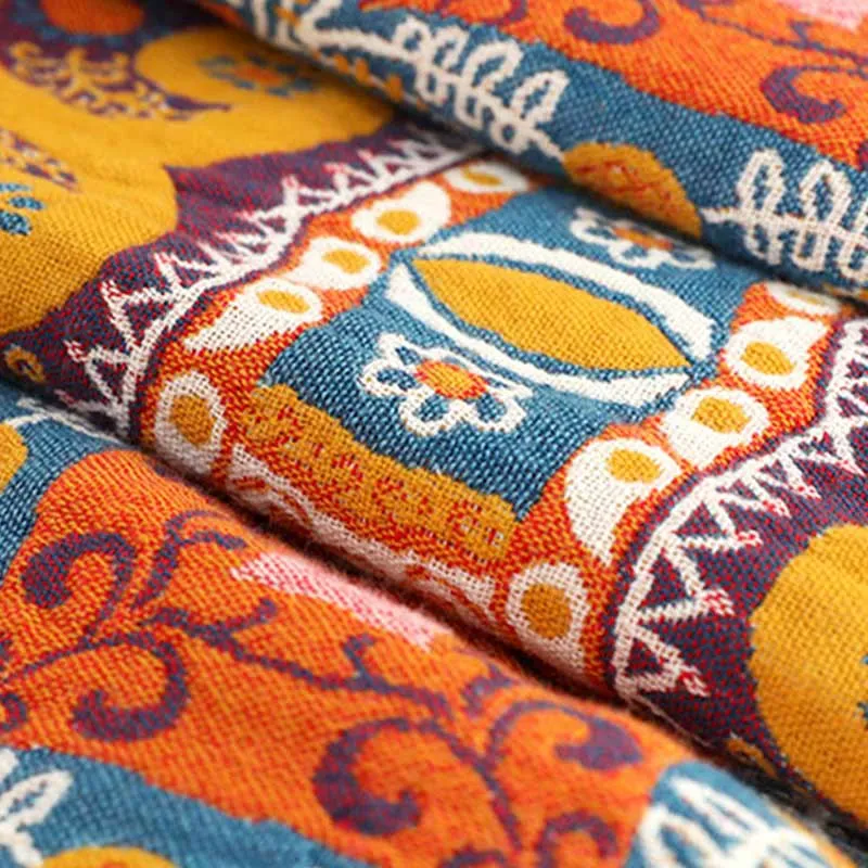 Boho-Sofadecke aus Baumwolle in Orange