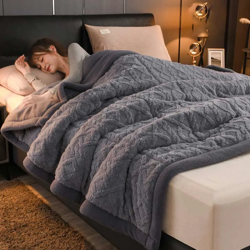 Luxuriöse, dicke, warme Fleece-Überwurfdecke