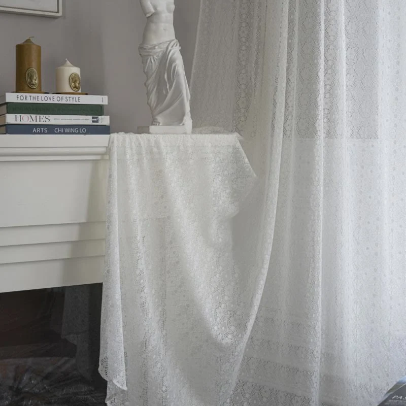 Ownkoti Jacquard-Blumen-Dekovorhang mit Hohlsaum