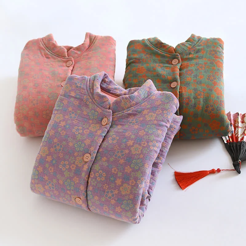 Button-down-Pyjamaoberteil aus reiner Baumwolle im Pastoralstil