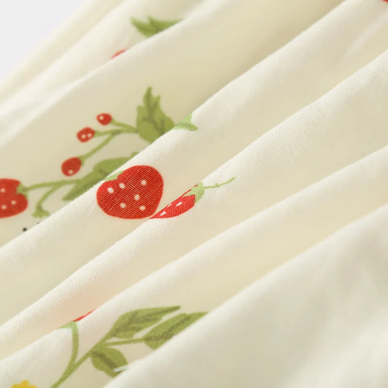 Pyjama-Set aus Baumwollgaze mit Erdbeerdruck