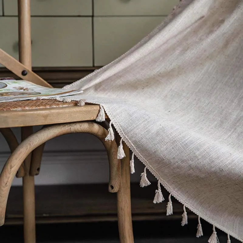 Boho Quaste Beige Lichtfiltervorhang