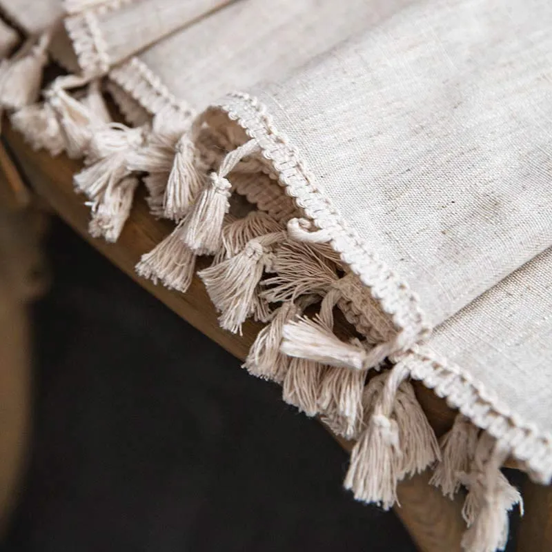 Boho Quaste Beige Lichtfiltervorhang