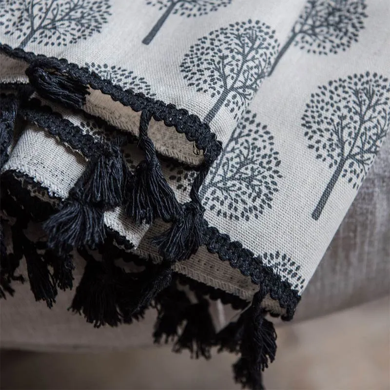 Vorhang aus Baumwollleinen im Landhausstil mit Baummotiv