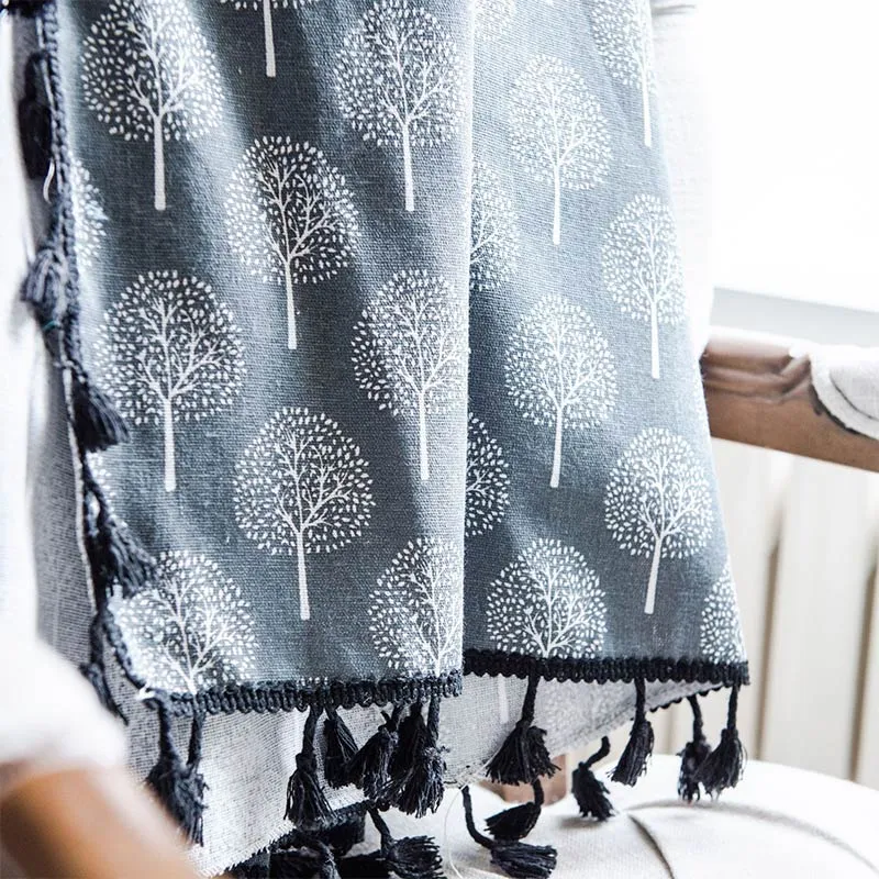 Vorhang aus Baumwollleinen im Landhausstil mit Baummotiv