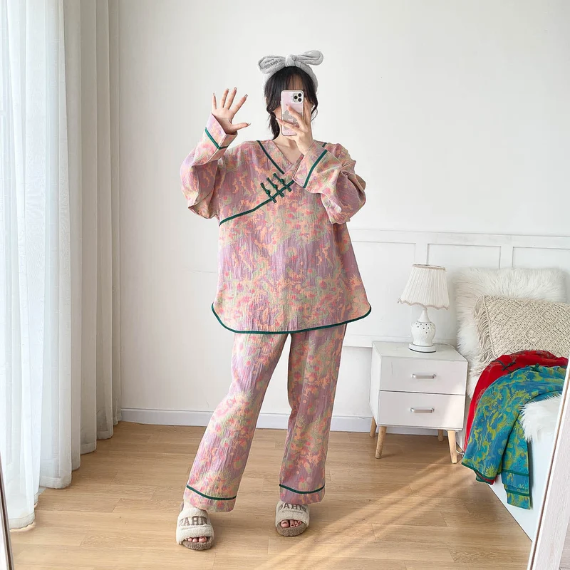 Pyjama-Set aus heller Baumwollgaze in Übergröße