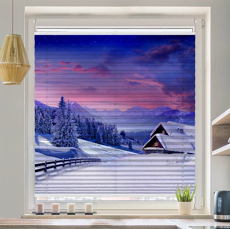 Wabenplissee Motiv "Winterlandschaft"