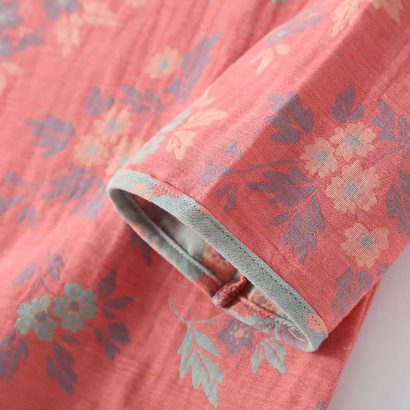 Garngefärbtes Jacquard-Pyjama-Set mit rundem Ausschnitt