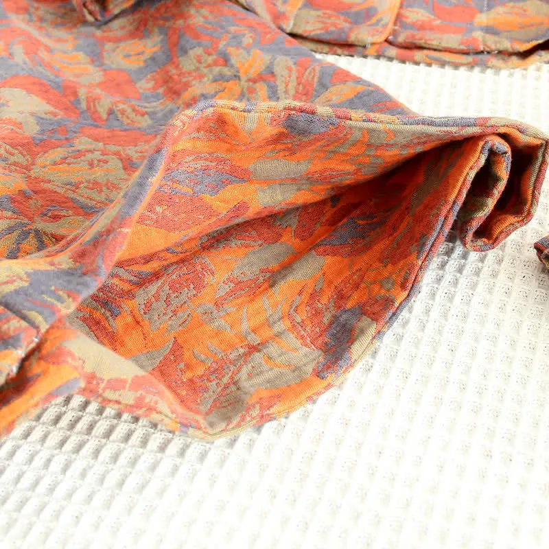 Pyjama-Set aus Baumwollgaze mit Retro-Blattmuster