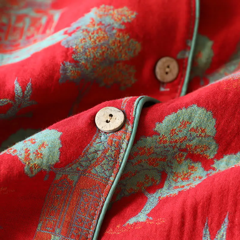Loungewear-Set aus Baumwoll-Doppelgarn-Jacquard mit Baummotiv