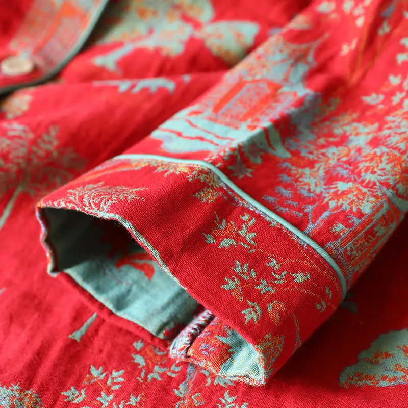 Loungewear-Set aus Baumwoll-Doppelgarn-Jacquard mit Baummotiv