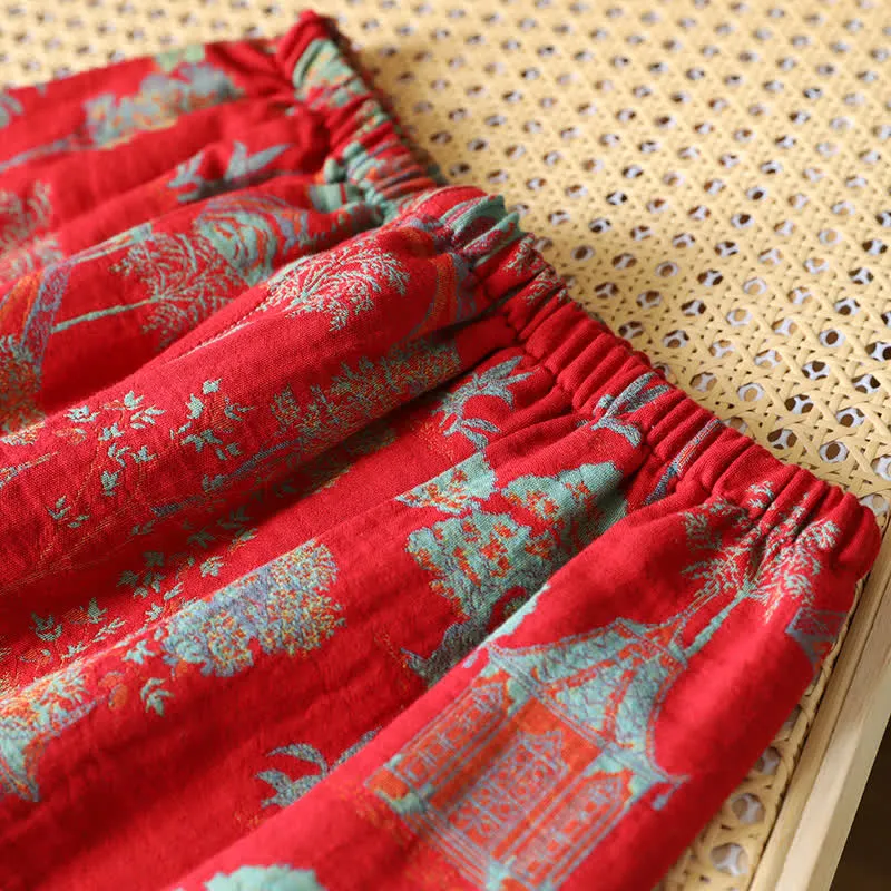 Loungewear-Set aus Baumwoll-Doppelgarn-Jacquard mit Baummotiv