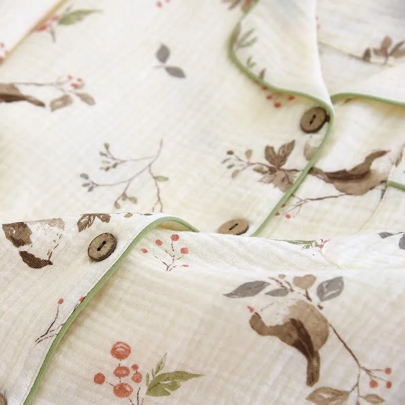 Ländliches Pyjama-Set aus Baumwollgaze-Jacquard