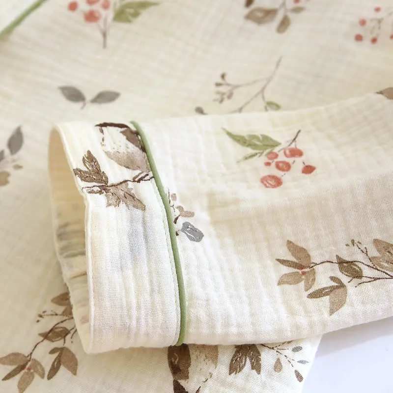 Ländliches Pyjama-Set aus Baumwollgaze-Jacquard