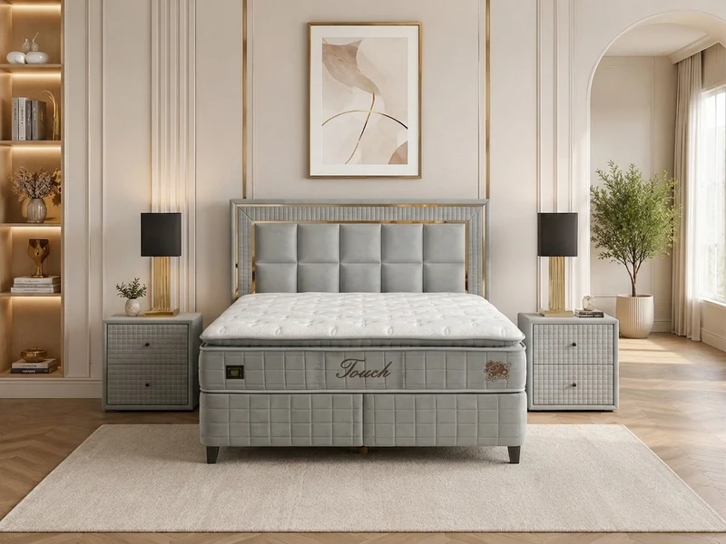 BSS WOOL TOUCH Boxspringbett Set | Matratze H2/H3 | Box und Kopfteil