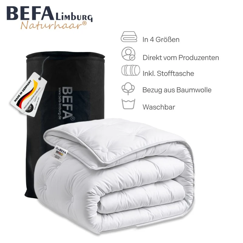 Kamelhaar Bettdecke - 100% Kamelhaarfüllung, Ganzjahr