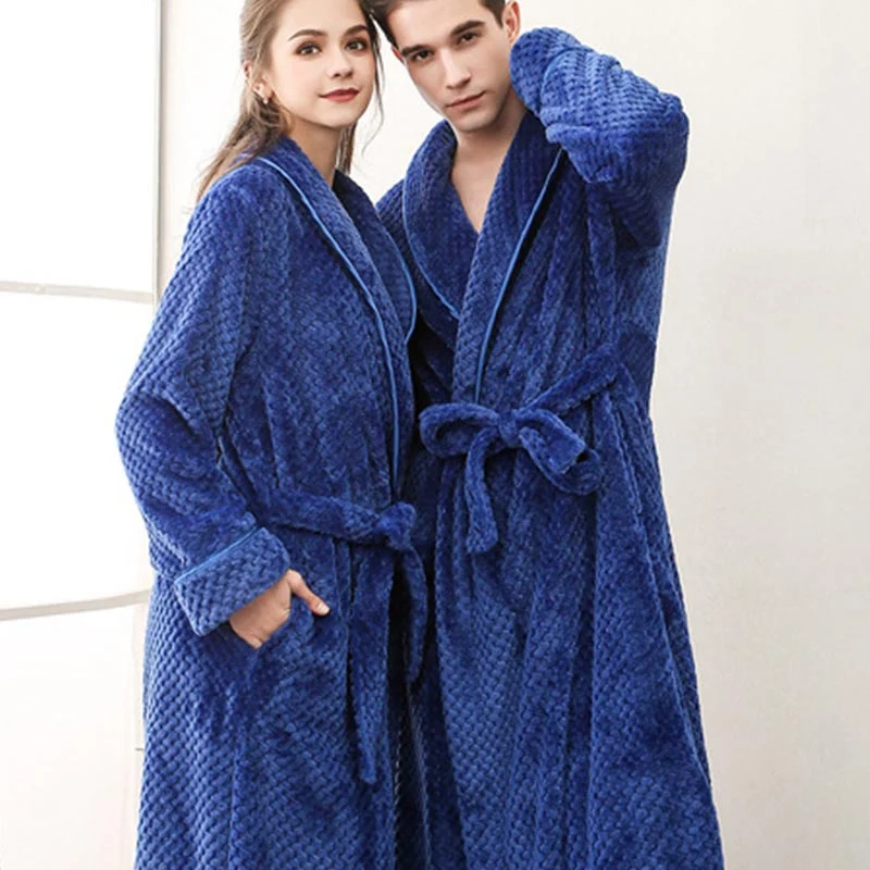 Ownkoti Puffy Fleece Pyjama Langer Bademantel