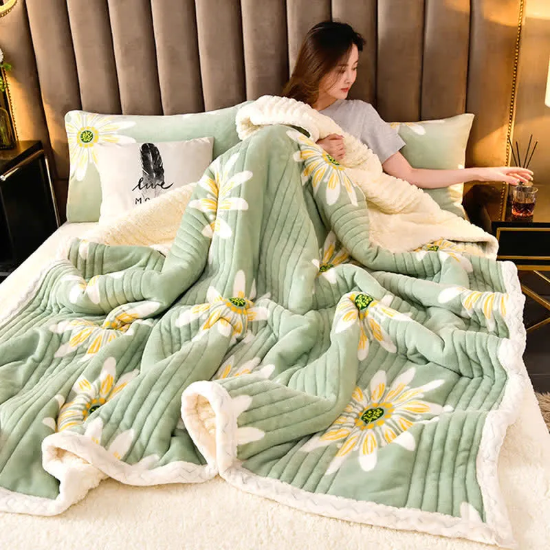 Dicke, weiche, flauschige Überwurfdecke mit Blumenmuster
