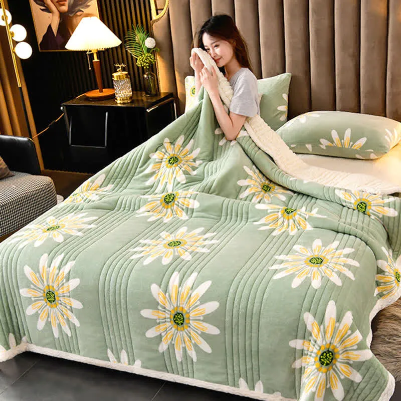 Dicke, weiche, flauschige Überwurfdecke mit Blumenmuster