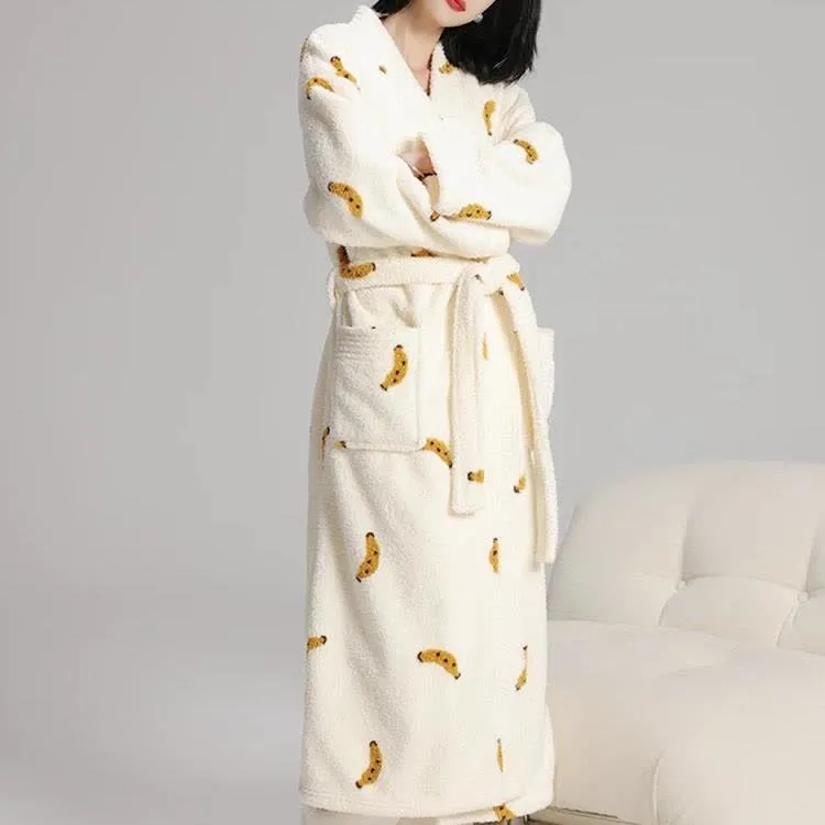 Simple Banana – Langer Winter-Fleece-Bademantel