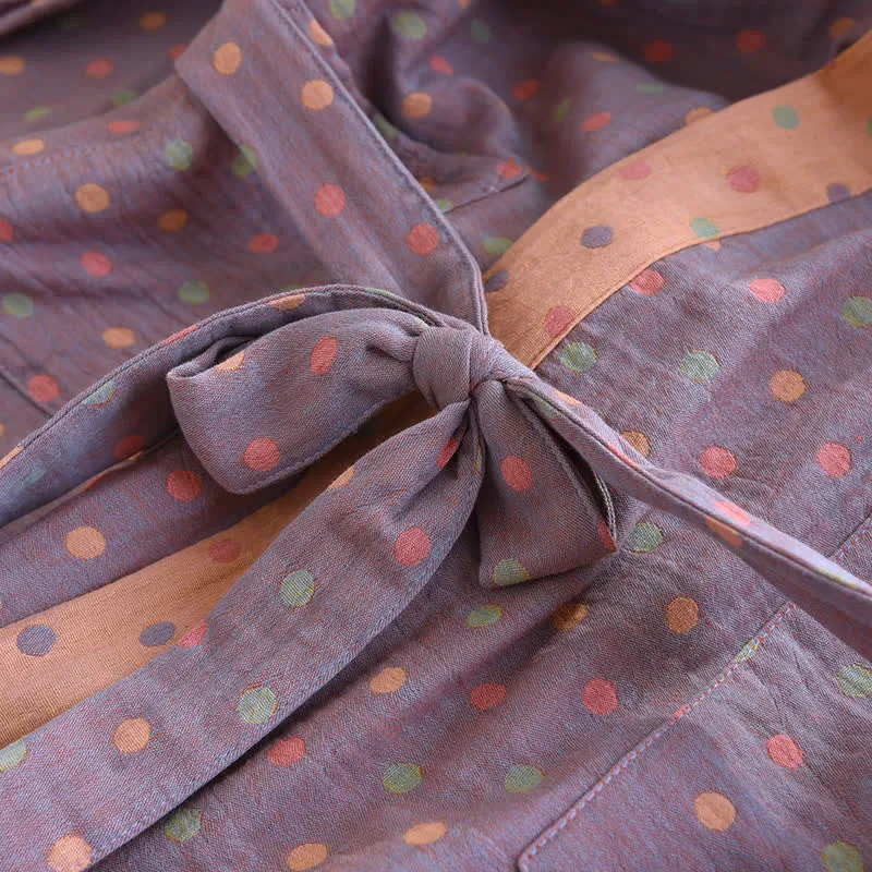 Kimono-Bademantel aus Baumwollgaze mit bunten Punkten