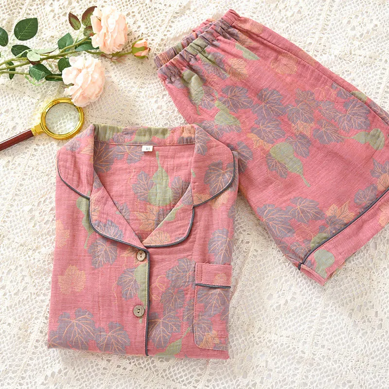 Pyjama-Set aus Jacquard-Baumwollgaze mit Kürbismotiv